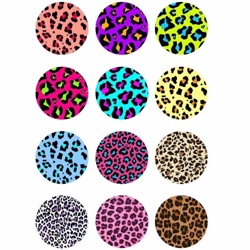 

10mm 12mm 14mm 16mm 20mm 25mm 356 12pcs/lot Leopard Mix Round Glass Cabochons Jewelry Findings 18mm Snap Button Charm Bracelet