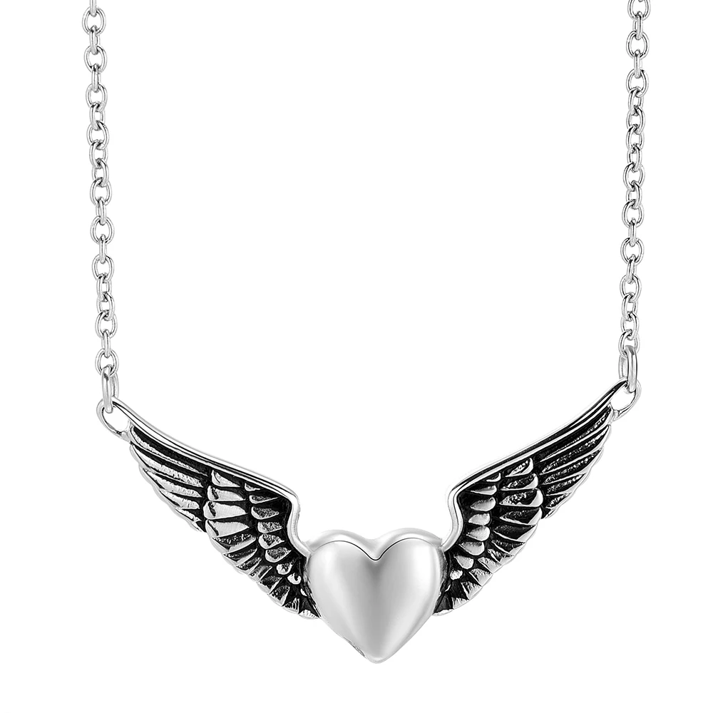 

Heart with Angel Wings Cremation Urn Necklace for Women Keepsake Memorial Pendant for Funeral Cremation Urn Casket