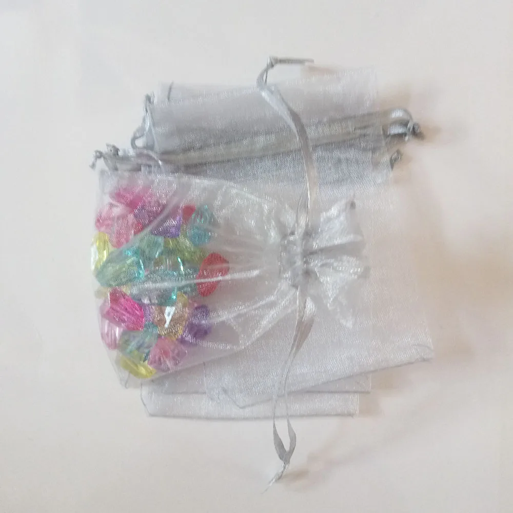 1000 Uds. Bolsas de regalo grises para joyería y embalaje bolsa de Organza bolsa con cordón bolsas de exhibición de almacenamiento de viaje para boda/mujer