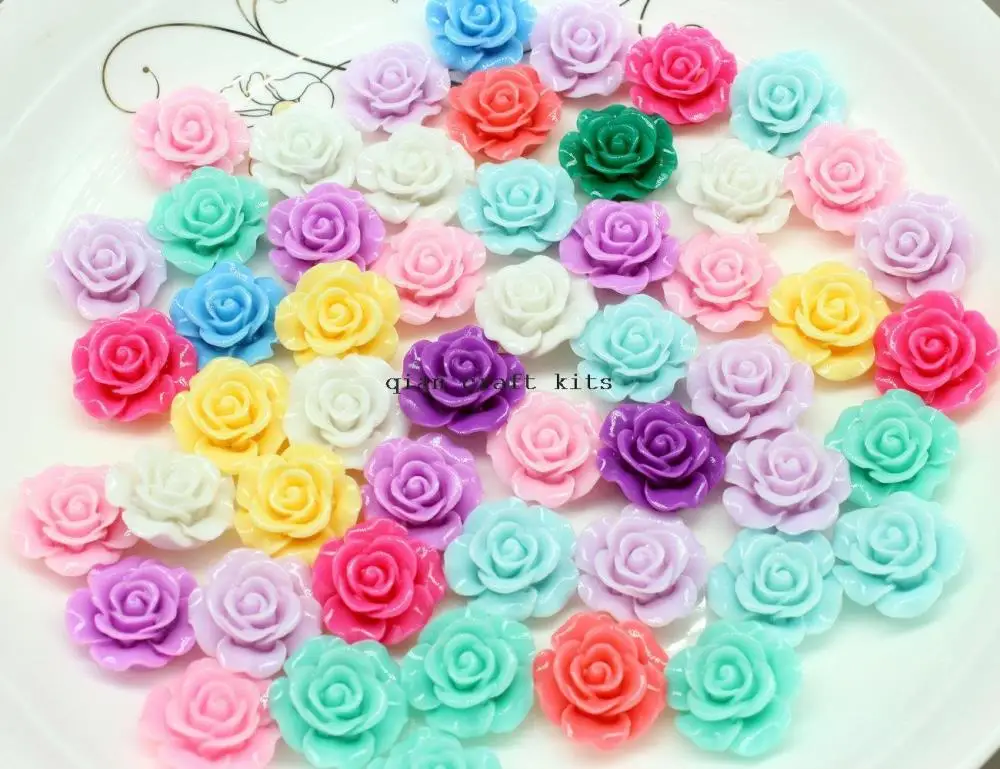 200pcs big 20mm round cabochon rose resin Flat Back Round Resin flower DIY Kawaii Scrapbook Beads Crafts Resin