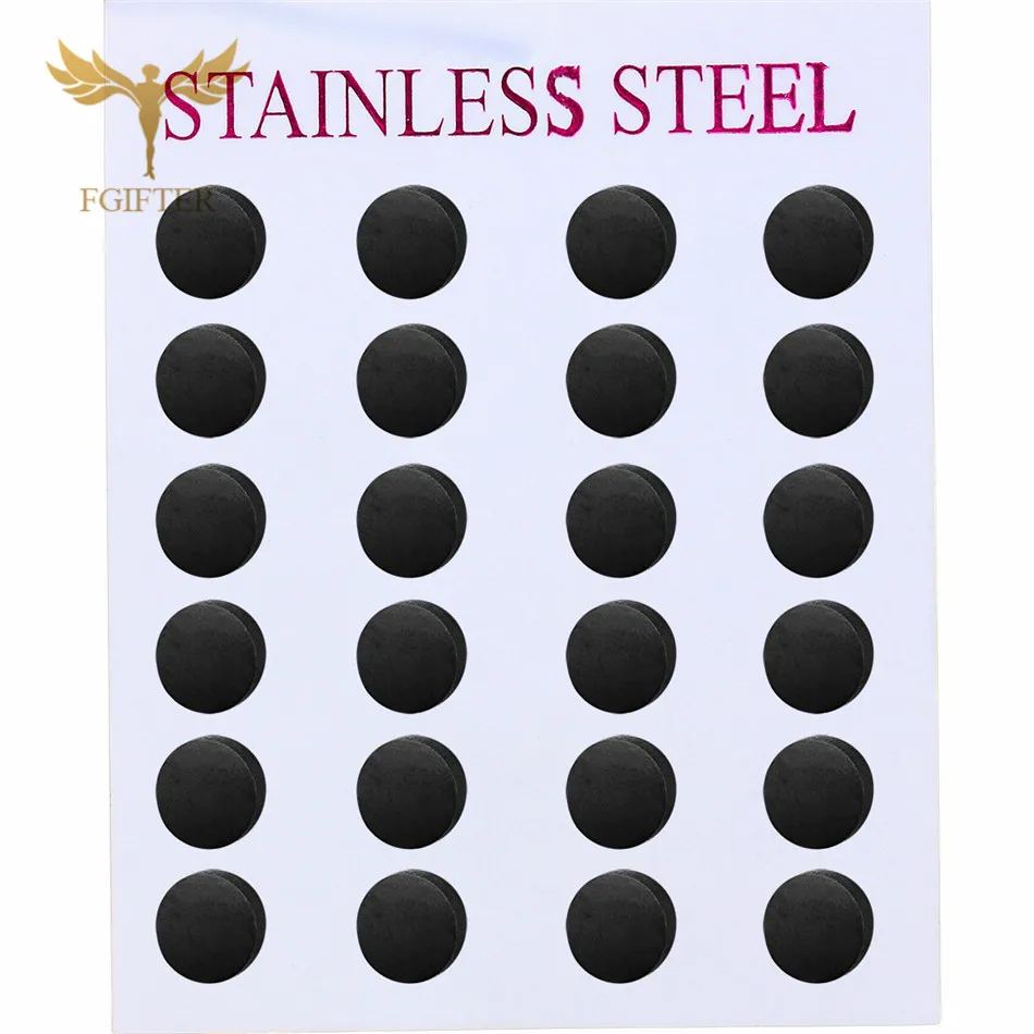 

Wholesale Black Earrings Simple Stud Earring 12pairs/lot Stainless Steel Jewelry for Women Men Unisex aretes negros