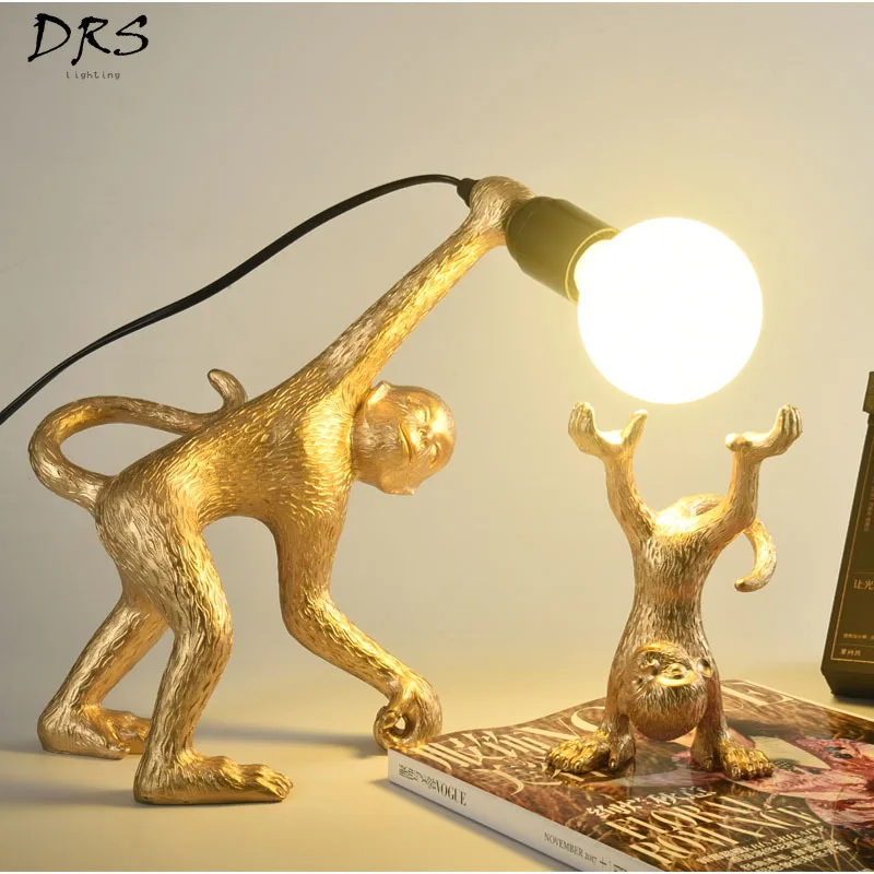 Nordic Creative Monkey Lamp Living Room Bedroom Furnishings Table Lamp College Dorm Modern Indoor Decor Home Flexo Led Fixtures