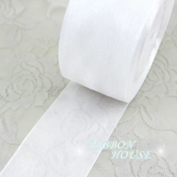 40mm White organza ribbons wholesale gift wrapping decoration Christmas ribbons