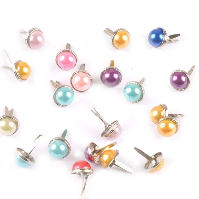 Mix Color Pearl Fastener Brad For Scrapbook Embellishments Metal Craft Brads DIY Shoes Accessories Home Decor 20Pcs 9x15mm c2237