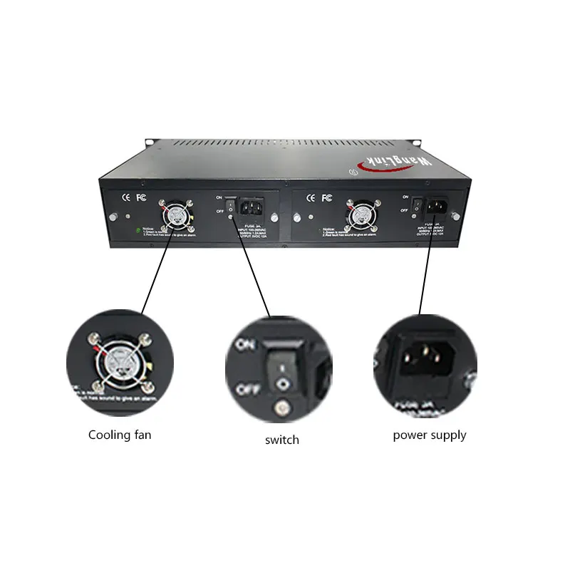 Fiber Optical Media Converter Chassis, Double Power Supply, 2U, 14 Slots, 19 Inch Rack Chassis