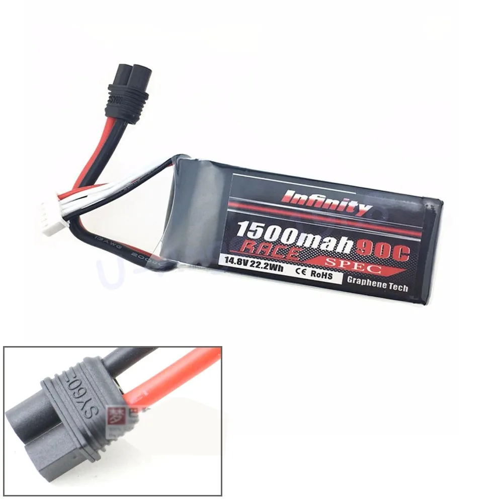 

Infinity Rechargeable Lipo Battery 14.8V 1500mah 90C 4S1P Race Spec Lipo Battery For RC Aircraft Quapcopter Drone