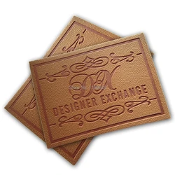 Free shipping 100pcs/lot Retail Brown Rectangle Cowhide Leather Label of Message Pattern for Garment Accessories