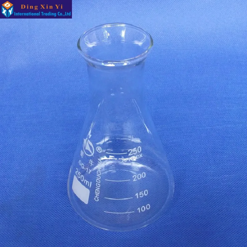 (8pcs/lot)250ml glass conical flask Laboratory use glass triangle flask 250ml Glass Erlenmeyer Flask BORO glass,GG17,Pyrex