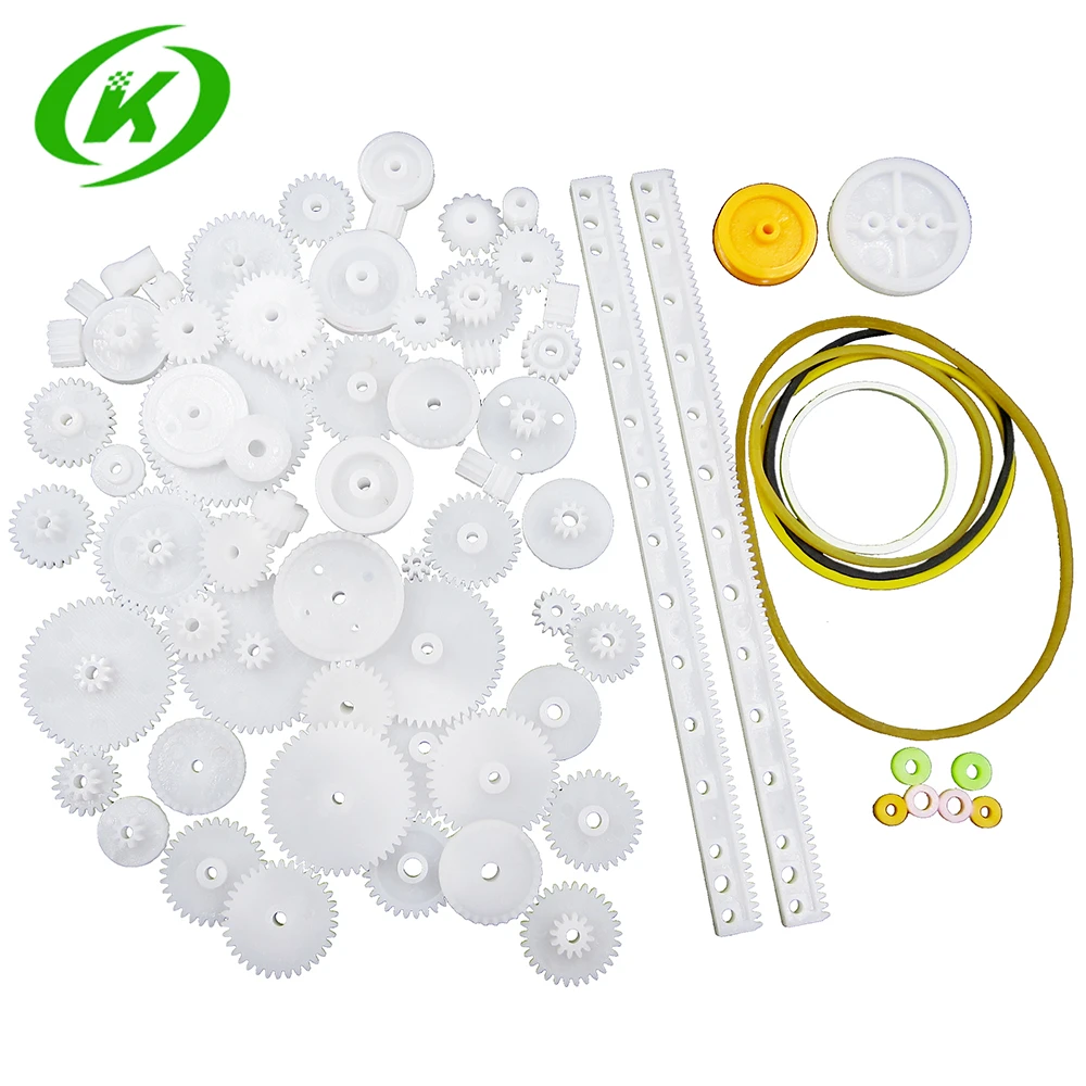 5set 75PCS/lot Plastic Gear,Rack,Pulley,Belt,Worm Gear,Single-and Double-gear 8-56 Teeth