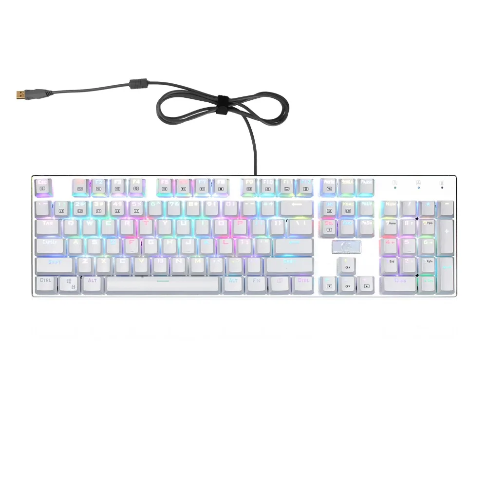 

Eagle Z-88Mechanical Gaming Keyboard Tactile Brown Switches RGB Backlit Aluminum Compact Ergonomic 104 Keys White Keyboard