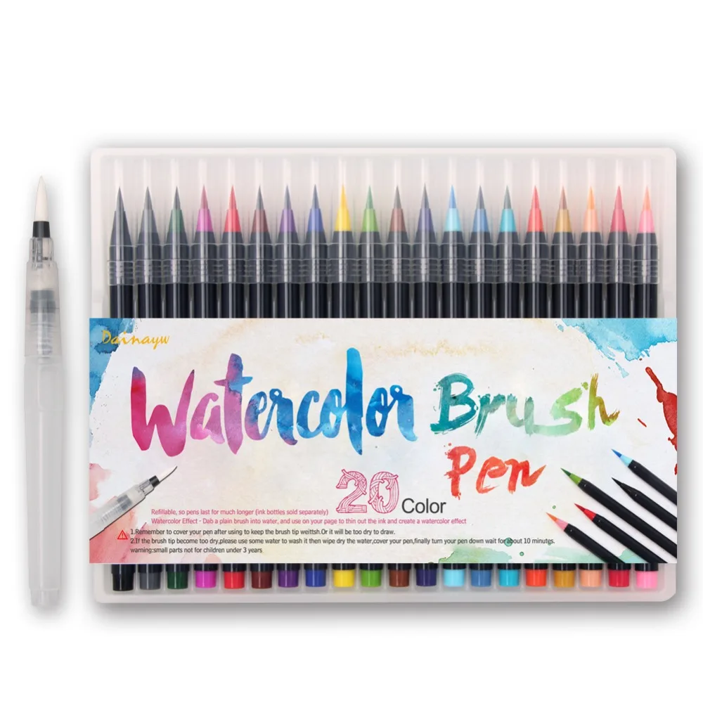 20 Kleur Premium Schilderen Zachte Borstel Pen Set Aquarel Markers Pen Effect Beste Voor Kleurboeken Manga Comic Kalligrafie