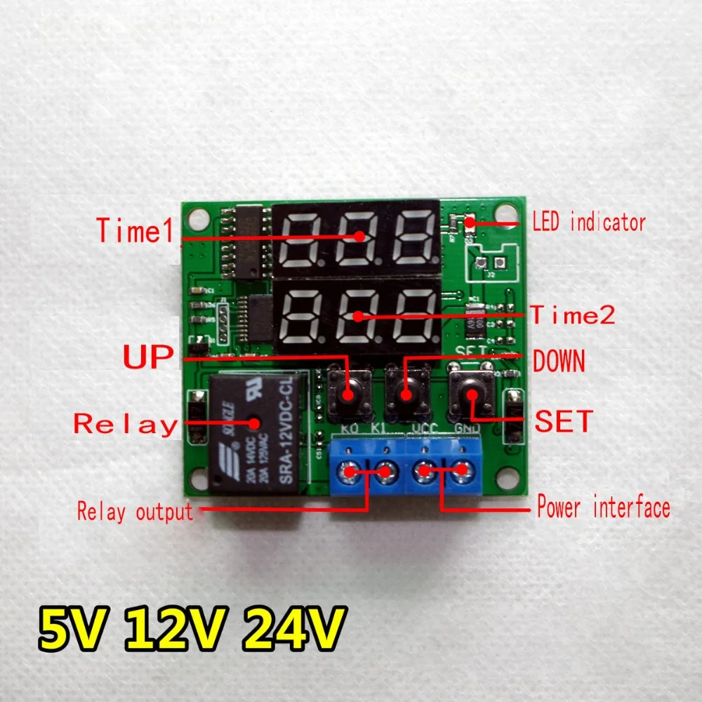 Digital display time relay 24v 12v 5v cycle control relay 56 combinations