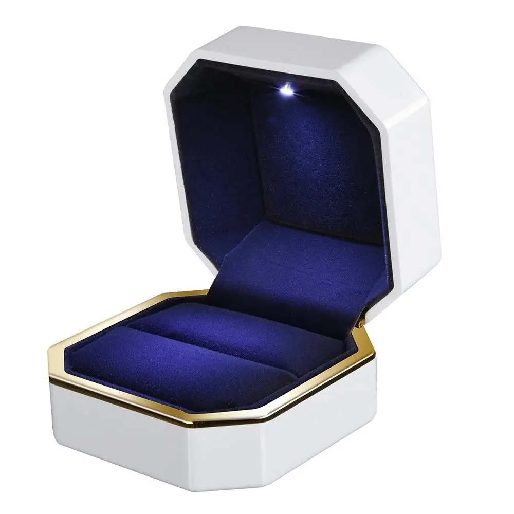 Luxury High-grade Paint LED Light Ring Box Velvet Jewelry Gift Wedding Engagement Jewelry Box