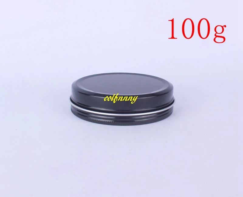 500 unids/lote de tarros de aluminio negro de 100ML, tapa de tornillo de 100g, contenedor vacío de cosméticos y crema, caja de lata de Metal para té