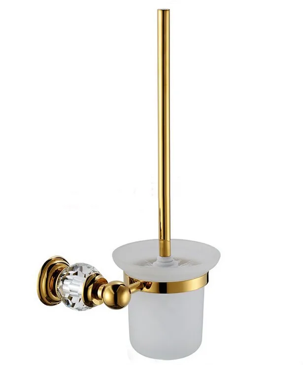 

Brass & Crystal Gold Titanium Toilet Brush Holder,Golden Bathroom accessories CY008