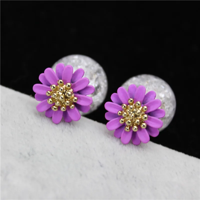 2019 new summer style fashion brand jewelry simple double pearl earrings for women elegant daisy flower  stud earrings