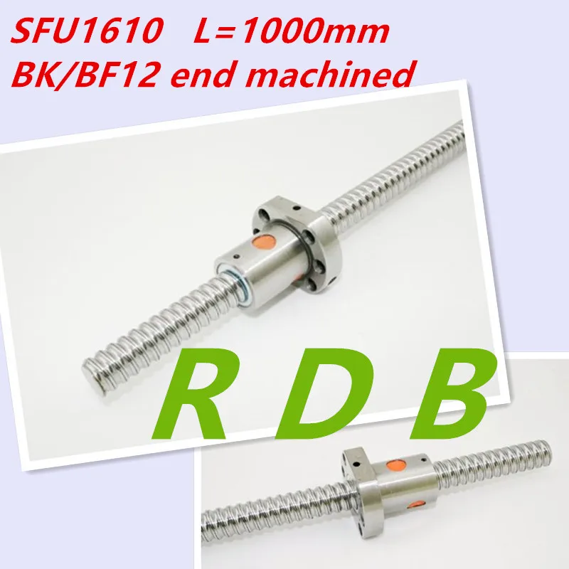 

16mm SFU1610 1000mm Ball Screw Rolled ballscrew 1pc SFU1610 L 1000mm BK/BF12 machined with 1pc 1605 ballnut CNC parts