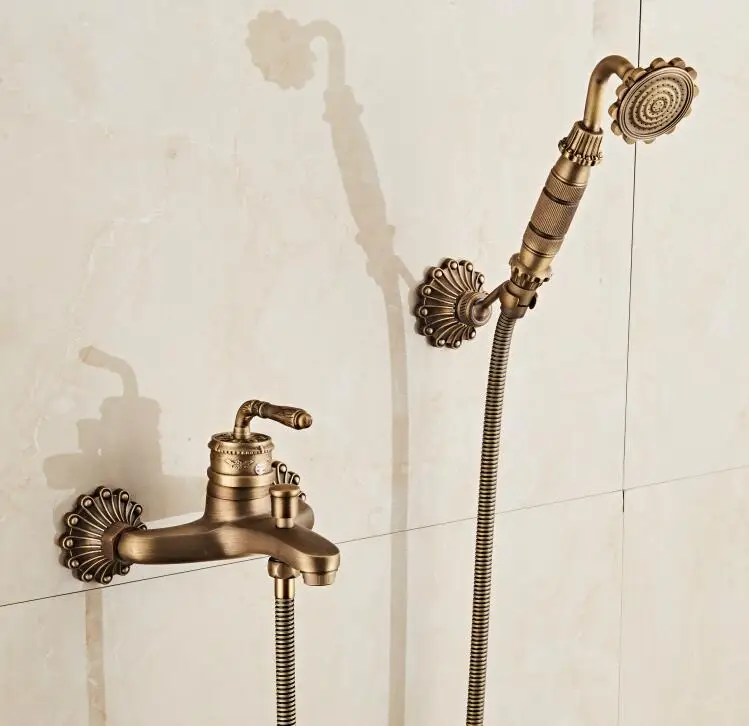 

New Brass bronze finished Wall Mounted art carved bathroom shower Mixer Set Water Tap torneira chuveiro ducha free shipping