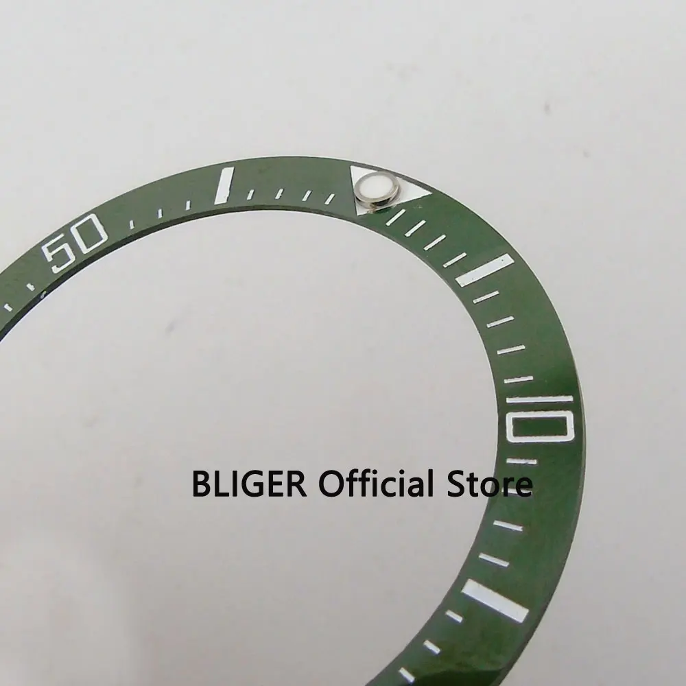 High quality 39.7mm green ceramic bezel white marks watch bezel insert fit SEA Men\'s Watch BB22