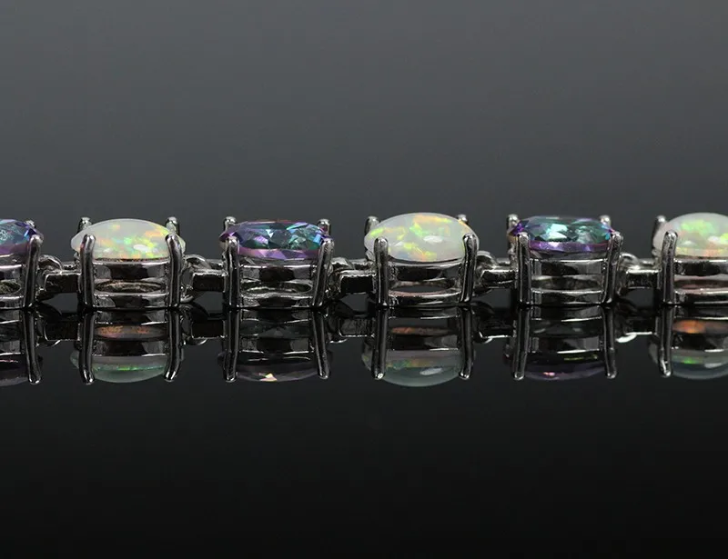 JLB-052  Trendy Precious Fire Opal Gem & Purple Crystal  Bracelets for Women Elegant Jewelry Best Gift for Lovers