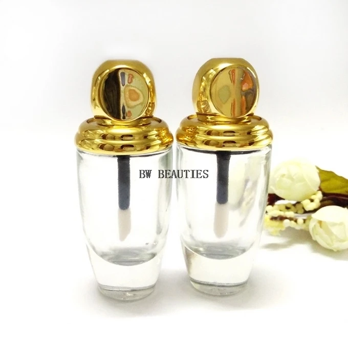 

500Pcs/Lot lip tint packaging empty lip gloss tubes luxury shinny gold lip balm case lip gloss containers with brush Makeup Tool