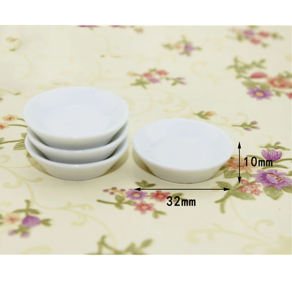 1Pcs 1/12 Dollhouse Miniature Accessories Mini Ceramic Food Plate Simulation Furniture Kitchen Dish for Doll House Decoration