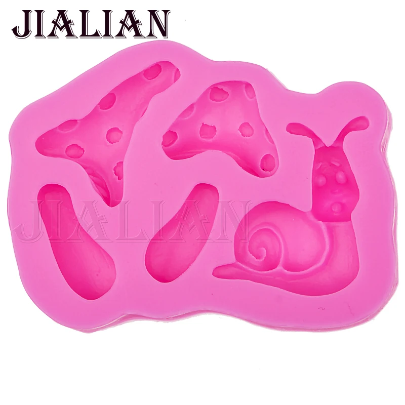 3D Snail Mushroom fondant silicone mold DIY Cake Decorating Tools cooking Baking Sugar Craft mould T0510