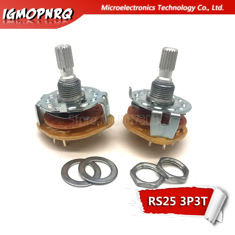 2PCS RS25 Band switch 2P4T 2P5T 2P6T 3P3T 3P4T Mount Rotary Switch Selector Band 2 Pole 5 Position Knob Switch Band Switches