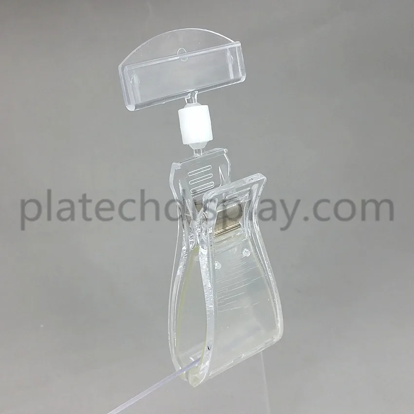 Large Open Size POP Plastic Swivel Sign Card Display Clip Price Tag Holder Tube Clear 50pcs