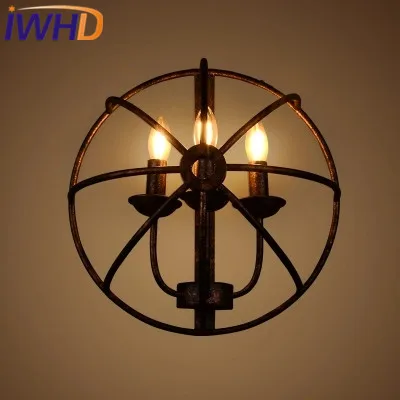 IWHD 3 Heads Iron Retro Wall Light up down Style Loft Industrial Wall Lamp Rusty color Arandela Bedroom Stair Light  Wandlamp