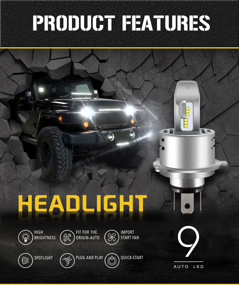 

Небольшой комплект! ZES чип H4 H7 h11 led 8000LM 9S Встроенная Автомобильная фара Ближний/Дальний свет Автомобильные лампы 6000K Белый Универсальный Canbus