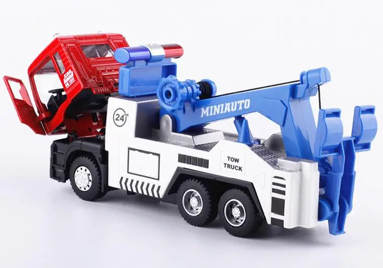 Imitation engineering car model, 1: 50 alloy pull back road rescue car toys, music flash toy vehicles, free shipping