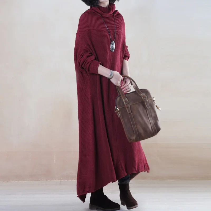 

2016 new women's Spring and autumn winter turtleneck plus size solid color full dress loose sweater