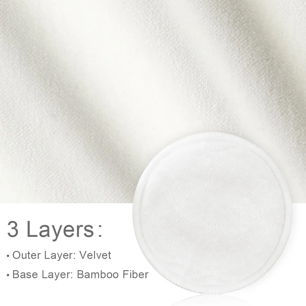 Lavabile Tamponi di Cotone Riutilizzabile Cotone di Bambù Makeup Remover Pads Lavabile Pulire Per Il Make-up di Rimozione Tre Strati Con Lavanderia borsa