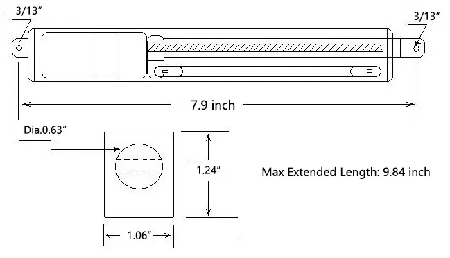 Imagem -05 - Motor Elétrico de Corrente Contínua 12v 24v Micro Atuador Linear 50 mm Polegadas Alta Velocidade 25 mm por Sec Carga Máxima 100n com Suporte de Montagem