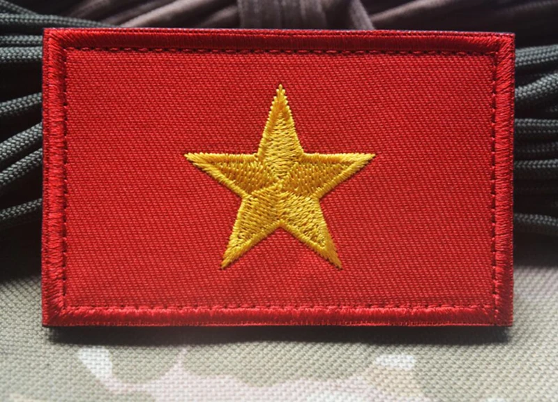 100% Full Embroidery Vietnam Flag Patch Vietnamese Flag Patch Backpack Bag Jacket Armband Badge Clothing DIY