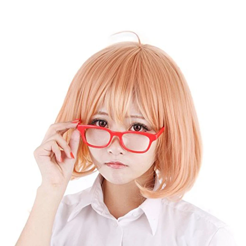 Anime kyoukai nenhum kanata kuriyama mirai peruca cosplay para mulher/meninas halloween, festa, palco, jogar curto cabelo sintético pêra