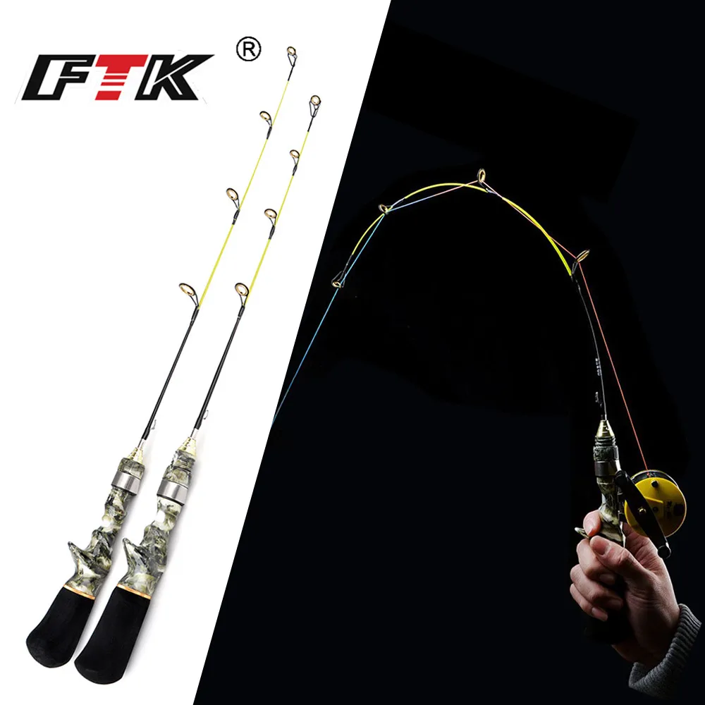 FTK 50cm 60cm Winter Ice Fishing Rod C.W.10-20G Ice Fishing Reel Cambo Winter Ice Fishing Rod Soft Rod Carp Fishing