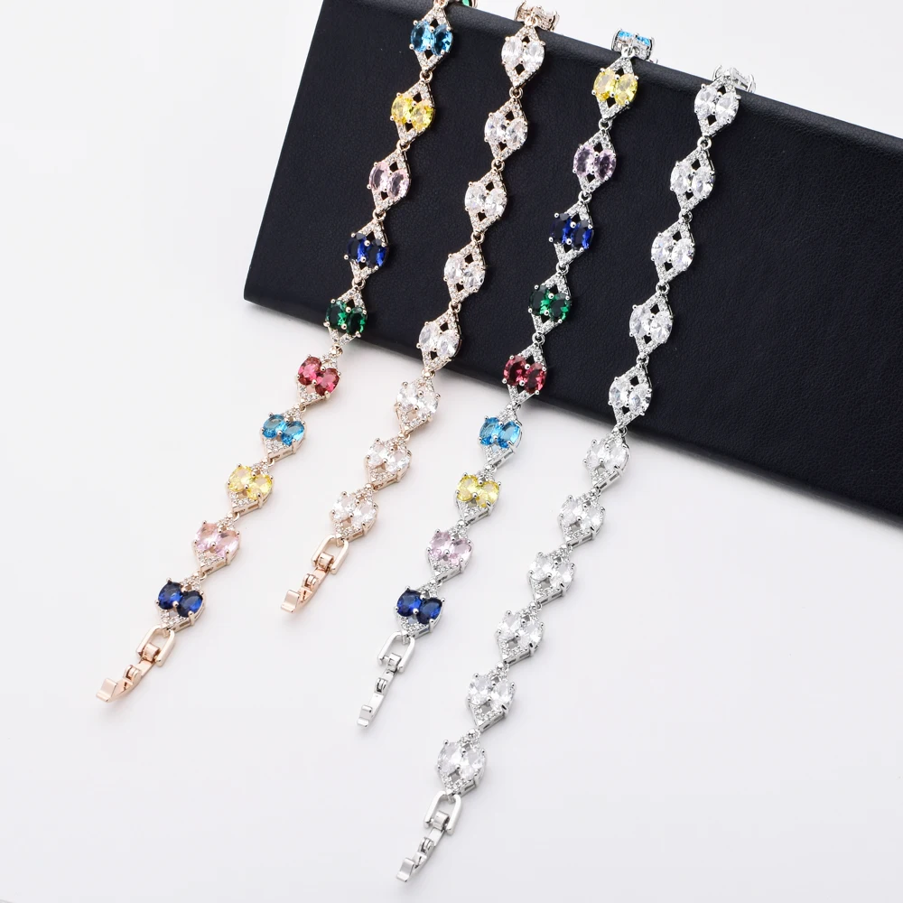 High-quality fashionable elliptical color enchanting zircon bracelet, a classic jewelry gift for women SL-015