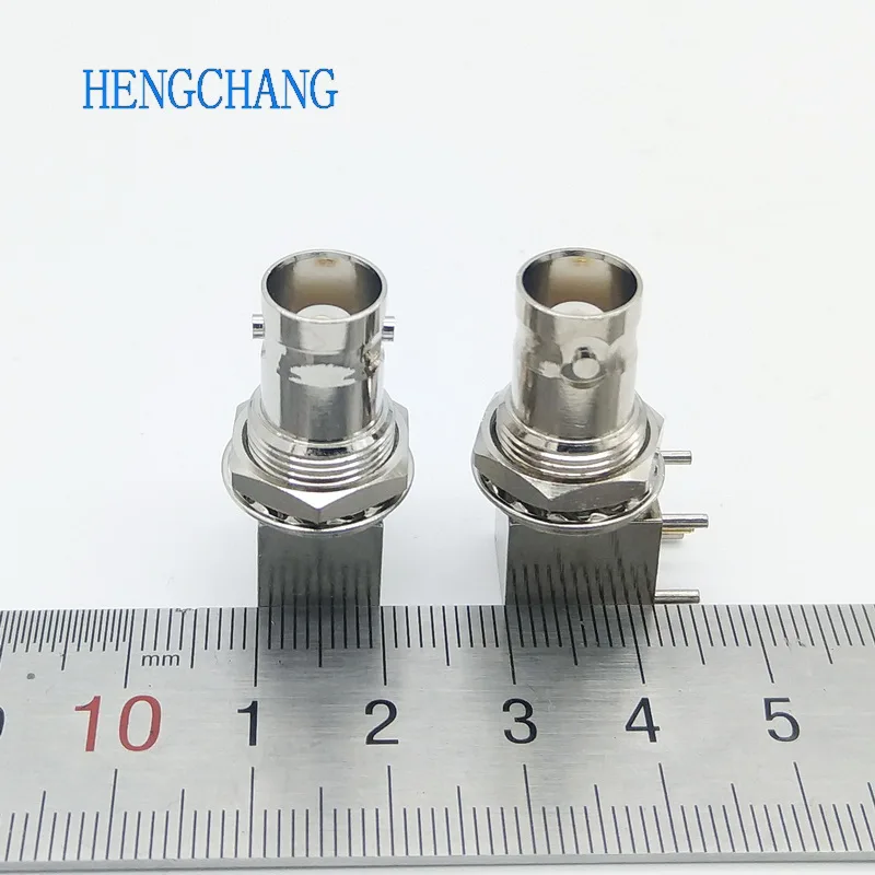 10 Pcs 5 Pole Right Angle BNC Female Socket With Nut Bulkhead Connector for PCB Board