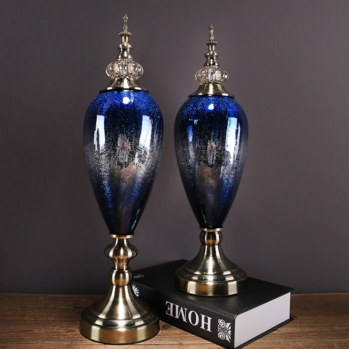 European Luxury Ceramic Glass Crafts Ornaments Decoration Home Livingroom Classical Palace Desk Porcelain Figurines Accessories