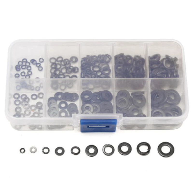 280Pcs  10 Values Stainless Steel Flat Washer Spring Washers Assortment Set