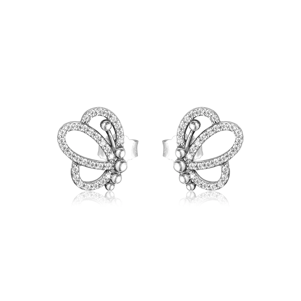 

Fashion Female Butterfly Outlines Earring Studs Sterling Silver Jewelry Earrings For Woman Party Jewelry Making