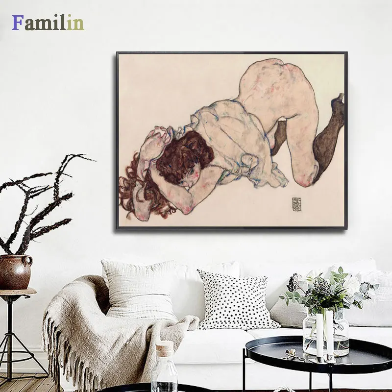 

Egon Schiele Body Color Delineation Sketch Figure Canvas Art Print Painting Poster, Wall Pictures For Living Room, Home Decor-02