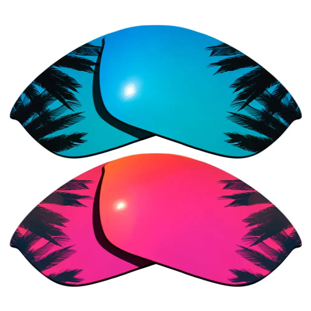 Ice Blue Mirrored & Midnight Sun Mirrored Polarized Replacement Lenses for Half Jacket 2.0 Frame 100% UVA & UVB