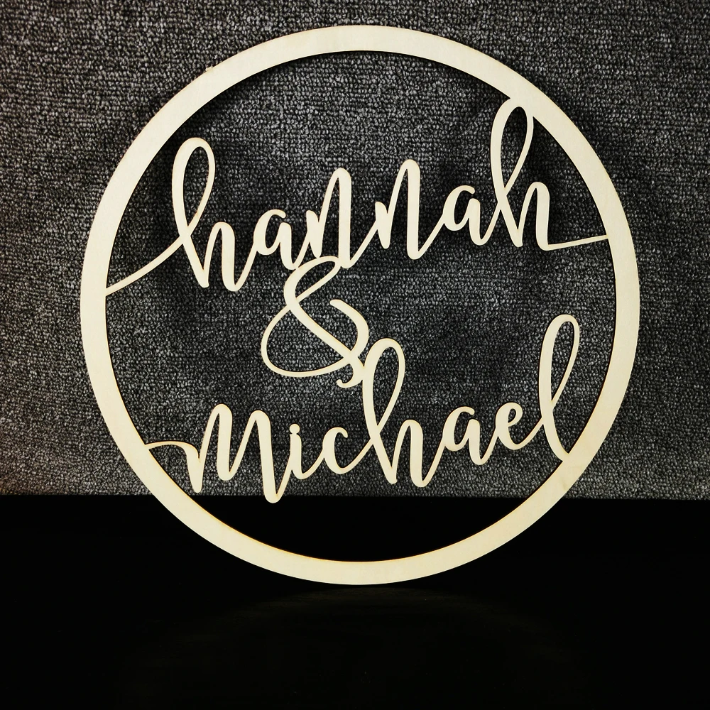 Custom Personalized Bride and Groom Name garland Shape Rural Wedding Wooden Table Decoration For Mr&Mrs Wedding Photo Props