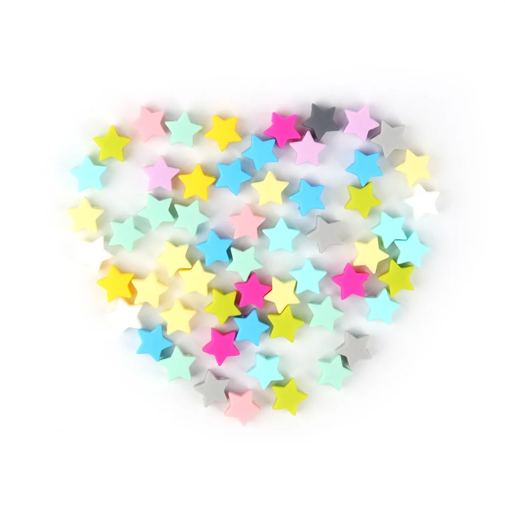 TYRY.HU Silicone Beads Star Shape 10pcs 14mm Food Grade Teether BPA Free Ecofriendly Beads Bracelet Diy Jewelry Baby Teether