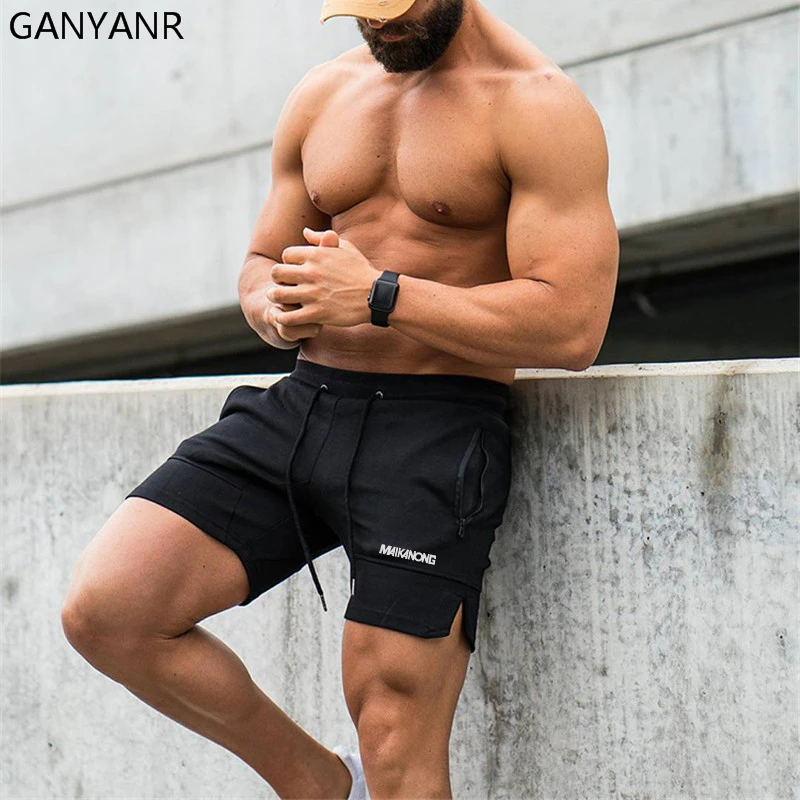 

GANYANR Running Shorts Men Gym Sports Basketball Athletic Leggings Training Tennis Volleyball Soccer Fitness Sexy quick dry