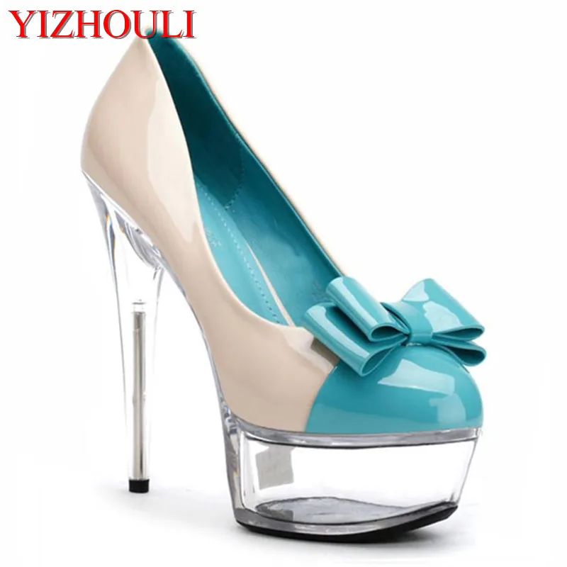 

high heels shoes woman Genuine leather 15cm size 34-46 Round toetransparence and Dance Shoes