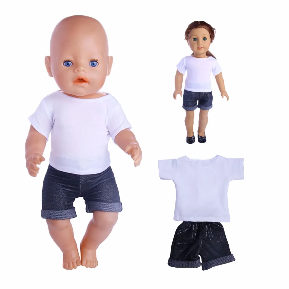 Doll Clothes white T-shirt Wear fit  Doll For 18 inch /43 cm  -, Children best Birthday Gift n1426